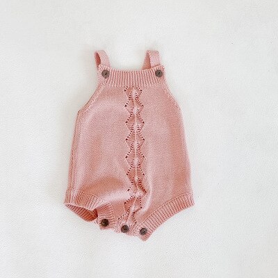 FOCUSNORM 0-24M Toddler Boy Girl Boys Knit Bodysuits Sleeveless Flowers Button Solid Warm Jumpsuits 2 Colors: Pink / 12M