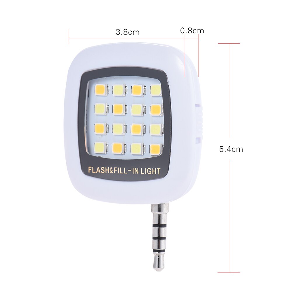 Portátil de 3,5mm Mini Selfie Flash LED de luz RK05 para cámara iPhone, IOS, Android Smartphone múltiples Selfie sincronización fotografía