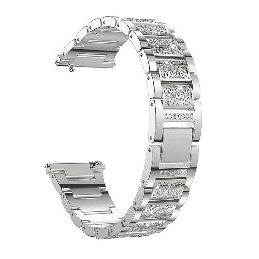 Bling smartklokke erstatningsbånd til fitbit versa/versa 2 stropper til kvinner oppkledd metallarmbånd smykker armbånd rosa rosa: Sølv