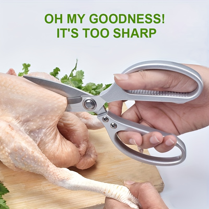 1pc multifunktionelle køkkensakse i rustfrit stål - kraftige fjerkræsakse med komfortabelt greb i aluminiumslegering til forbehandling af fødevarer