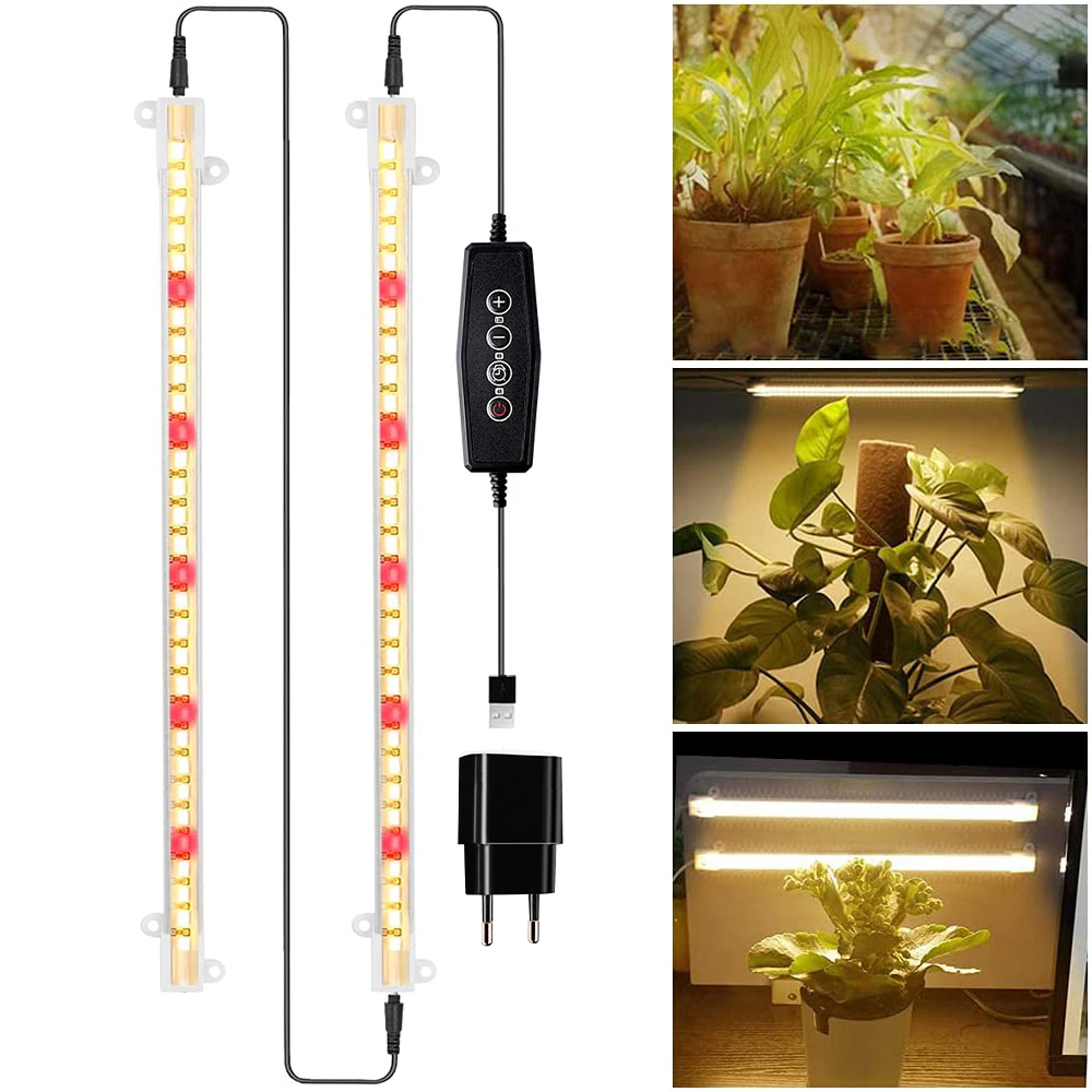 3500K Volledige Spectrum Zonlicht Led Grow Light Strips Auto On/Off Timing 4/8/12 Uur plant Groeien Lamp Indoor Zaailingen Phytolamp: USB 2 Strips with EU