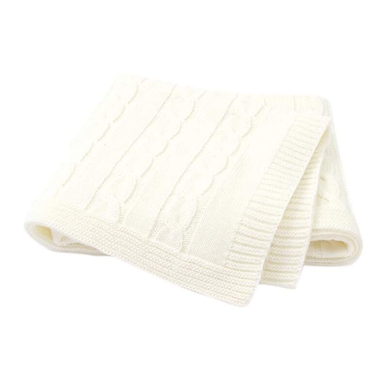 Baby Blanket Knitted Newborn Blankets Soft Wrap for Toddler Bedding: White