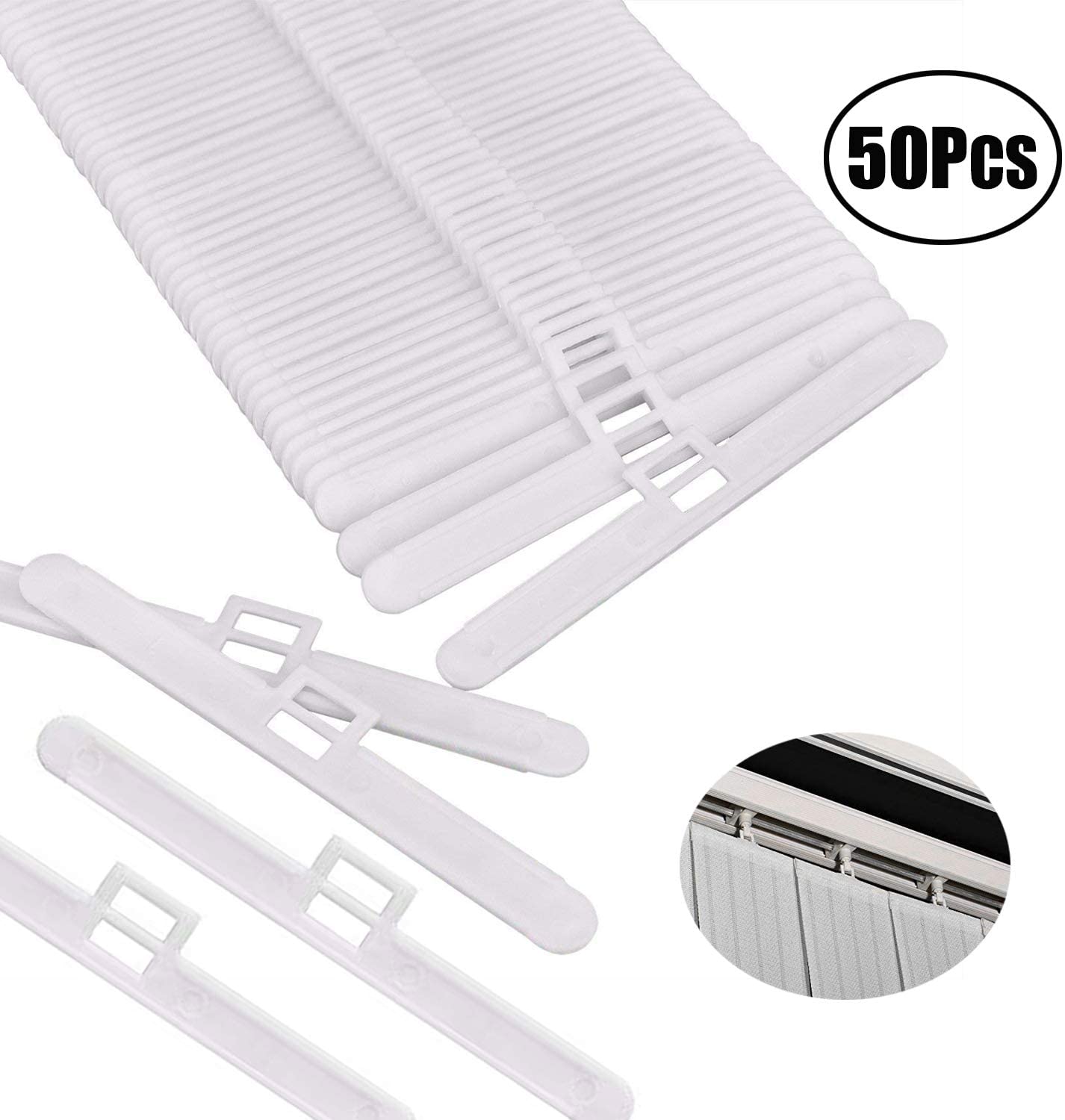 Lvcky 50 Pack Vertical Blind Top Hangers for 89 mm (3.5 Inch) Slats, White by Lvcky by Lvcky