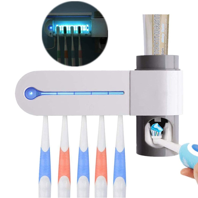 Tandbørste desinfektor ultraviolette stråler sterilisering desinfektion tandbørsteholder automatisk pres tandpasta redskab