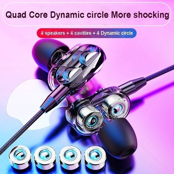 Newest 6D Stereo 3.5mm Wired Earphone Headphones With Microphone Dual Driver Phone Earphones In Ear Phones Auriculares