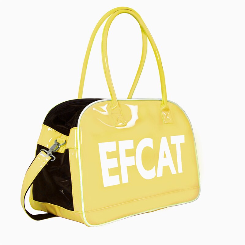 Grote Hond Kat Draagtas Mode Zilveren Tas Vervoer Carrying Voor Puppy Kitty: Cream Yellow