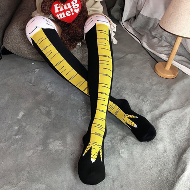 Huhn Pfoten Fuß Socken Frauen lang Socken Bein Wärmer komisch Karikatur Baumwolle Huhn Bein Klaue 3D drucken über Knie Socken Strümpfe