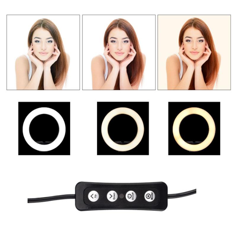 Round LED Fill Light Dimmable Telescopic Stand for Mobile Phone Video Live Selfie Photography