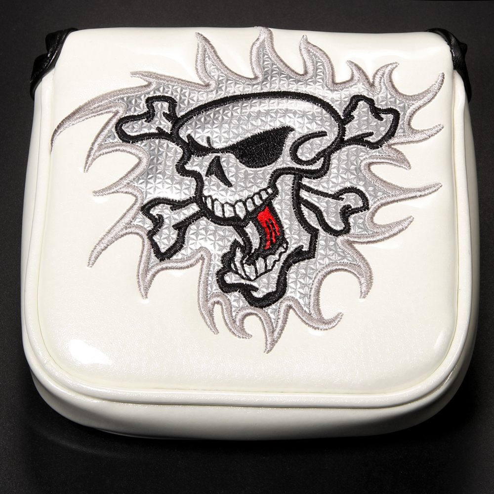 Schedel Putter Cover Grote Mallet Golf Head Cover Magnetische Sluiting Rood Wit Blauw Fit Voor Meest: WHITE