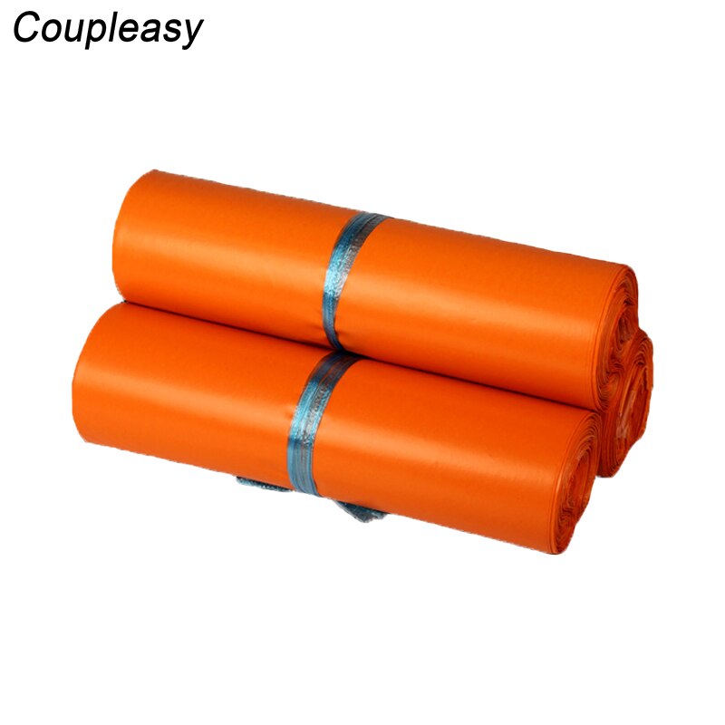 100 stk / parti orange farve plastkonvolut 8 størrelser poser mailer vandtæt kurvekonvolutter tykkere postposer