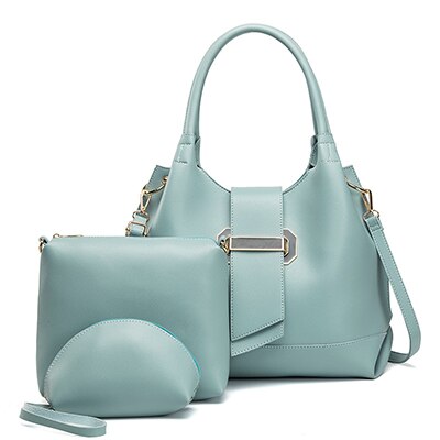 Nevenka dametaske stor kapacitet kvindelig pu læder håndtaske luksus håndtasker plaid dame tasker sæt 3 stk tasker: Blå
