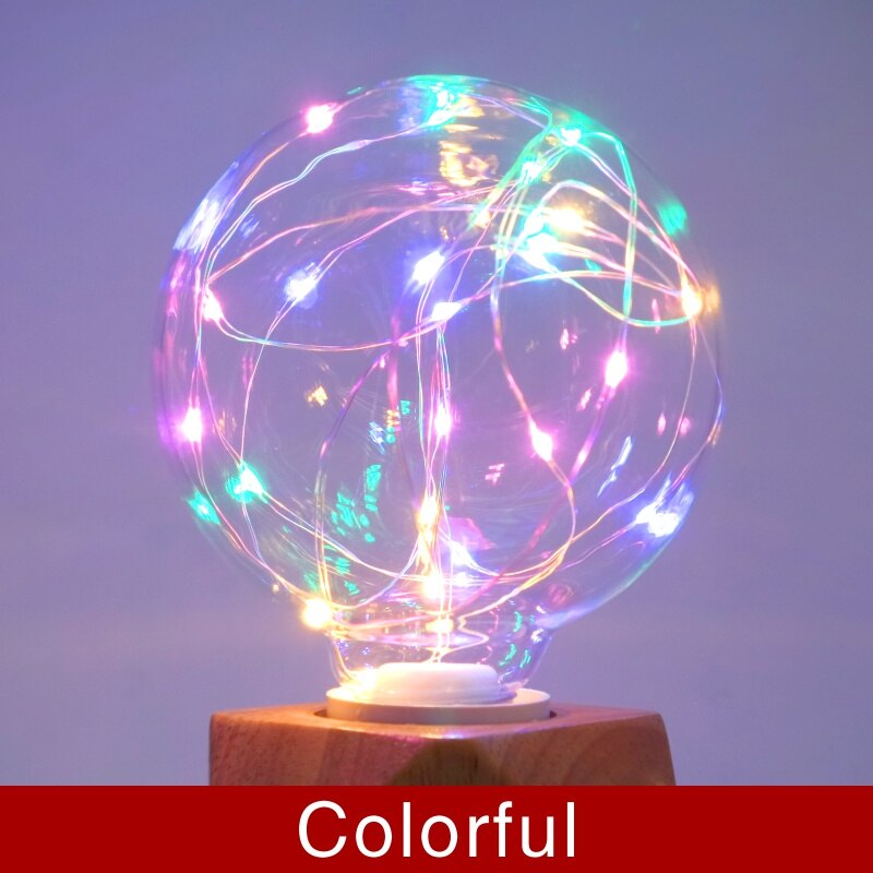 E27 220V LED Copper Wire Bulb LED Plastic Copper Wire Bulb RGB Fairy Lights Wedding Party Home Decoration Night Light: colorful