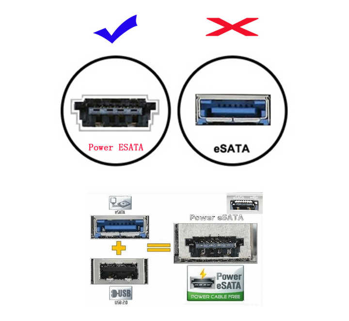 Jimier CY Power eSATA USB 2 0 conector combinado a 2 5 "SATA 22Pin Cable de disco duro de 50cm Cable