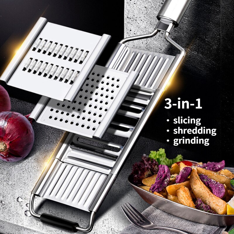 Multifunction 3-in-1 Grater Vegetable Cutter Household Cucumber Potato Cheese Slicer Garlic Masher Chopper Kitchen Accessories