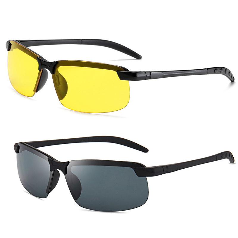 Gafas de visión nocturna para hombre y mujer, lentes de ciclismo al aire libre, montura negra, gafas de noche para Conductor, gafas de , color amarillo: Plata
