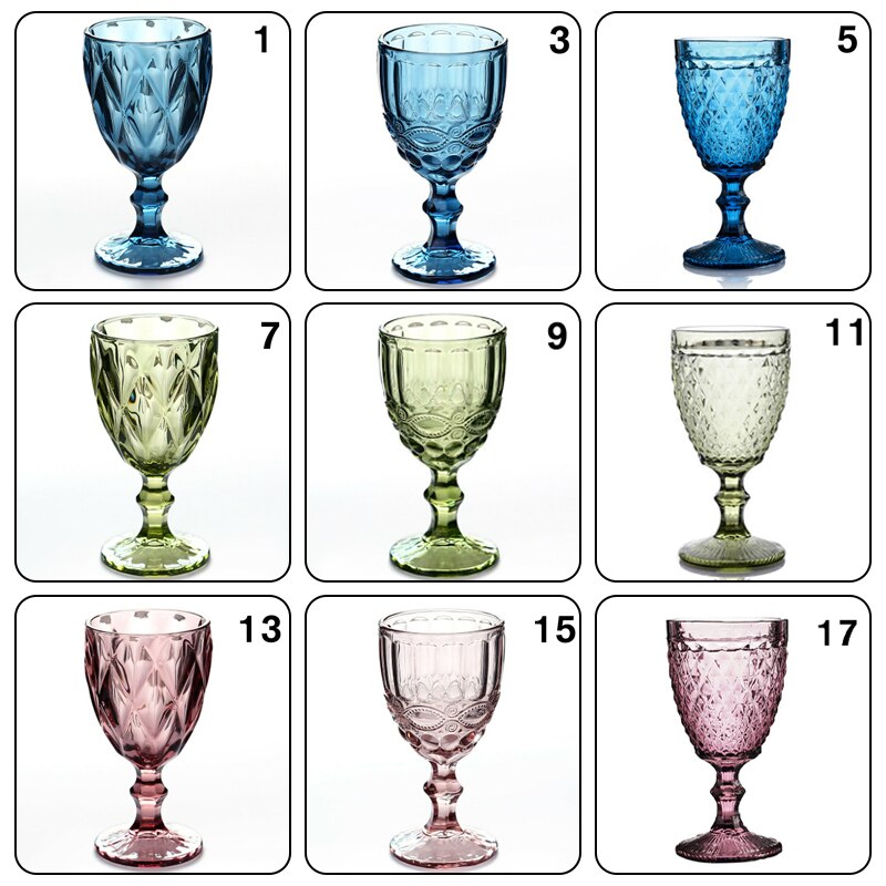 1 pz 240/300ml bicchiere da vino rosso in rilievo retrò calice bicchiere da succo bere Champagne whisky Cup decorazioni per feste di nozze
