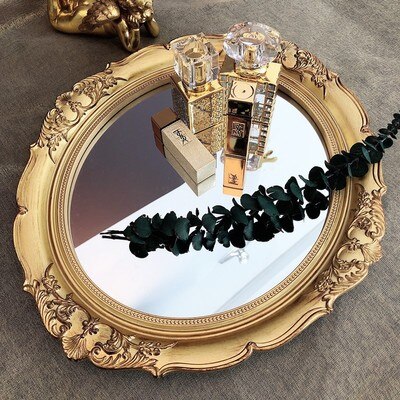 Luksus retro spejl bakke smykker kosmetisk opbevaringsbakke toiletbord kosmetisk opbevaringsbakke udgør plade dekoration hjem