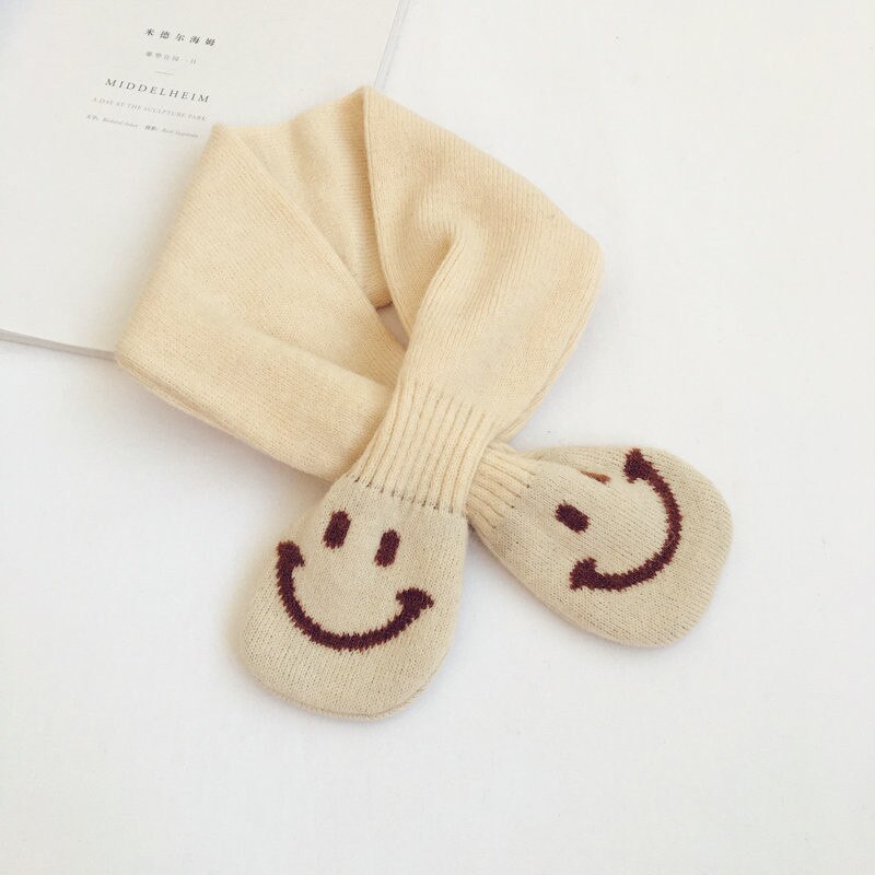 Style coréen hiver bébé filles garçons mignon dessin animé tricoté écharpe enfants doux tout-match croix foulard: Beige