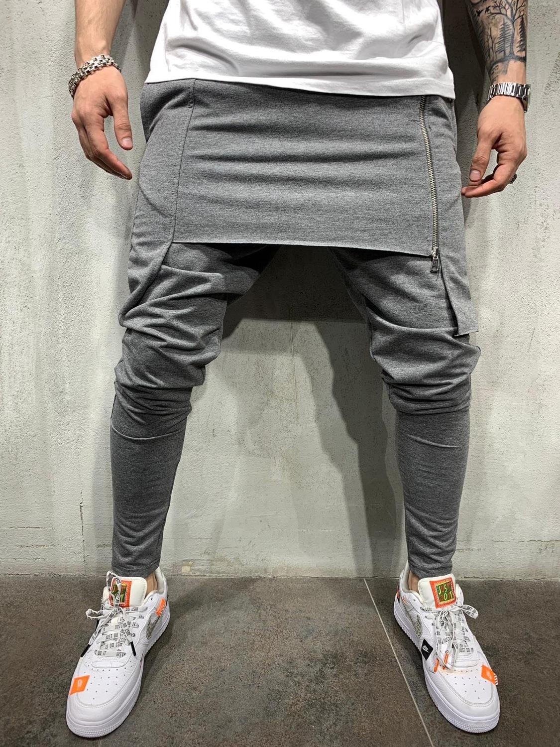 Décontracté côté jupe à glissière pantalons hommes pantalons Hip Hop survêtement pantalons hommes pantalons de survêtement japonais Streetwear hommes pantalons