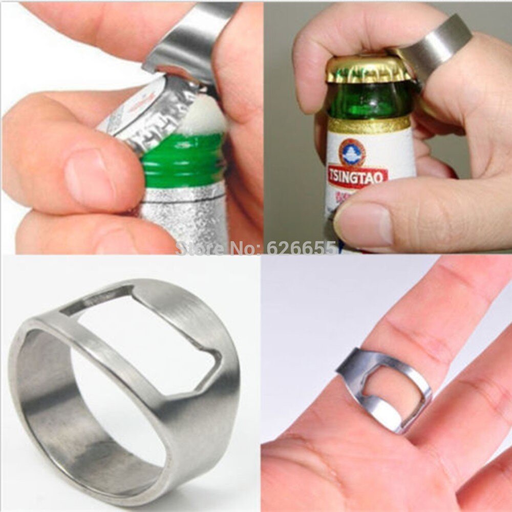 Rvs Beer Bar Tool Finger Ring Flesopener 20mm 22mm, 100 stks/partij