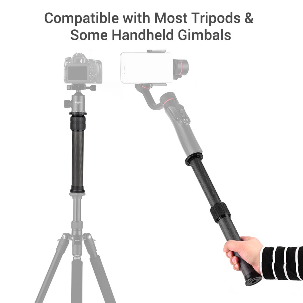 Andoer ER252 25mm Tube Diameter Carbon Fiber Tripod Extender 2-Section Center Column Extension Tube
