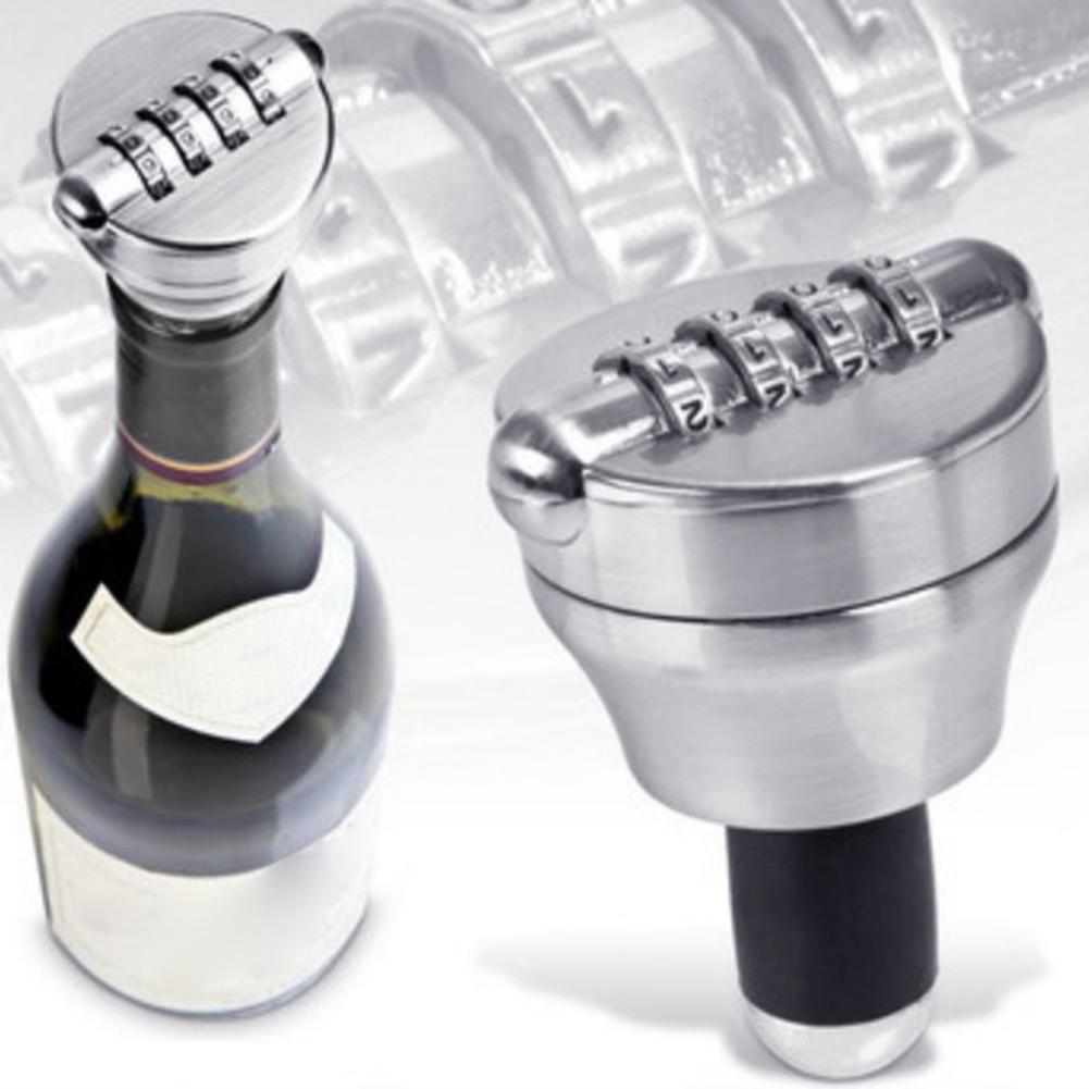 4 Digits Password Lock Zinc Alloy Wine Bottle Combination Safe Lock Wine Stopper Lock Vacuum Plug Preservation Liquor Red Wine