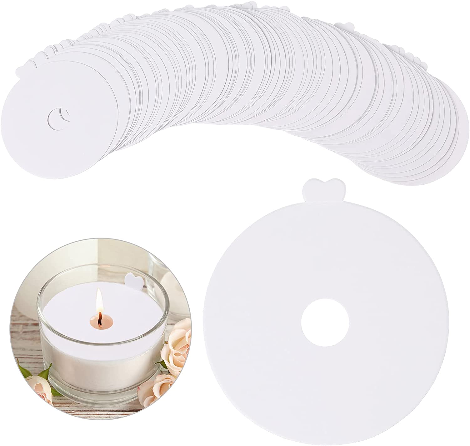 Cache-bougie anti-poussière jetable, 100 pièces, porte-bougie anti-goutte, papier blanc, couvercle à tirette pour artisanat, chandelle: Default Title