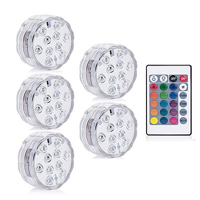 10 LED RGB Submersible Light Battery Operated Underwater Lamp Remote Controll Outdoor Garden Pool Aquarium Decoration: 5lamp 1remote