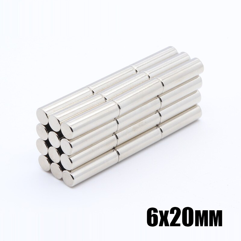 50 stuks 6x20mm sterke ronde lange cilindrische magneten N35 6 mm x 20 mm zeldzame aarde neodymium zeldzame aarde magneet 6*20mm