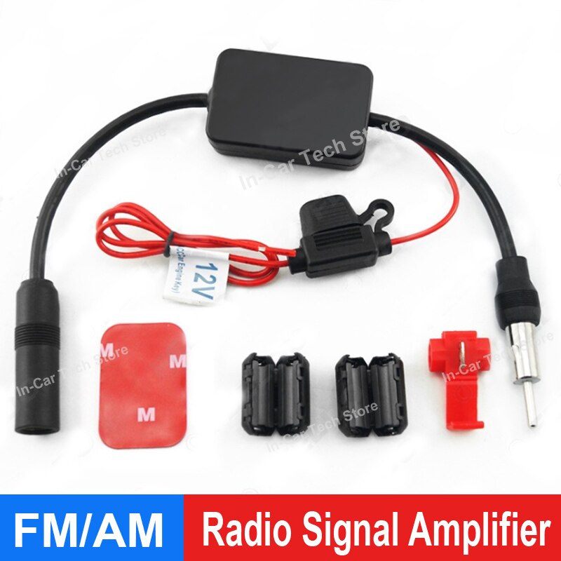 Zwart 12V Auto Auto Radio Signaal Versterker Radio Versterkers Autoradio Versterker Lijn Fm/Am Antenne Booster