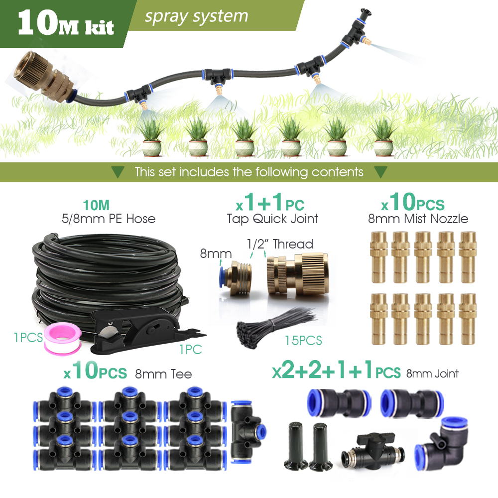 Outdoors Garden Adjustable Brass Nozzle Atomizer Kit 5/8mm Hose Nebulization Humidification Cooling Watering System Lawn Spray: PURPLE