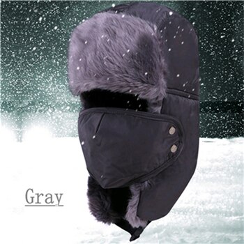 Varm fortykning bomull pels øreklaff vinter bomber hattemaker menn kvinner holder varmen snø caps russiske bomber hattemaker  cy0017: Grå