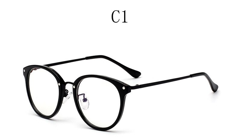 Retro runde briller kvinder gennemsigtige klare glas briller stel kvindelige klassiske vintage trends nitte briller briller: C1