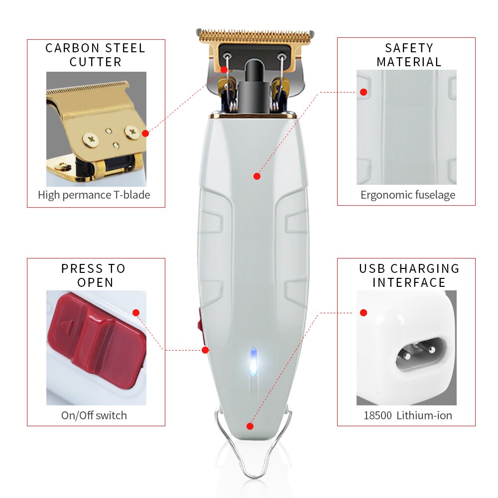 Men Hair Clipper Trimmer Electric Cordless T Blade Hair Cutter Machine Ear Nose Hair Trimmer Painless Hair Removal Razor for Men