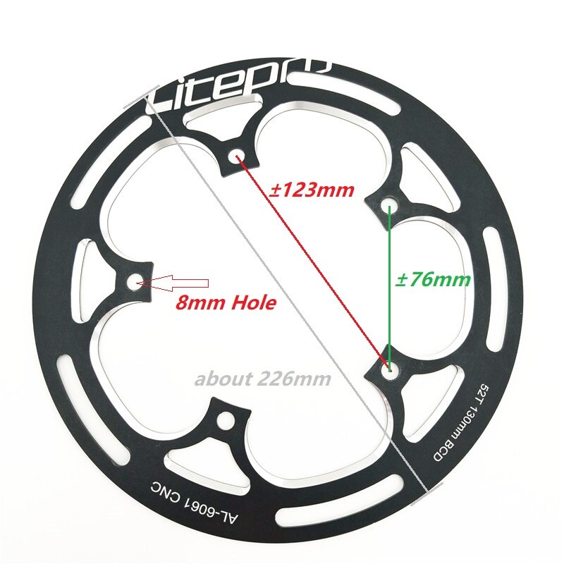LITEPRO Chain Wheel Guard Plate Alloy 130BCD 52T Single Speed Chainring Sprocket Protection Disc Cover Folding Bike Part