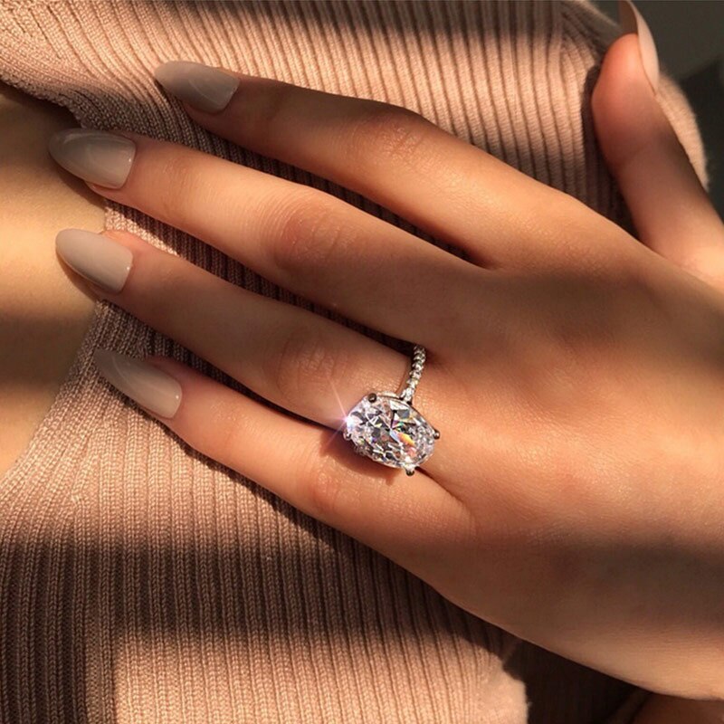 Milangirl bridal ring simple minimalistiske bryllupsforlovelsesringe med solitaire ovale cz stensten indstilling forlovelsesringe