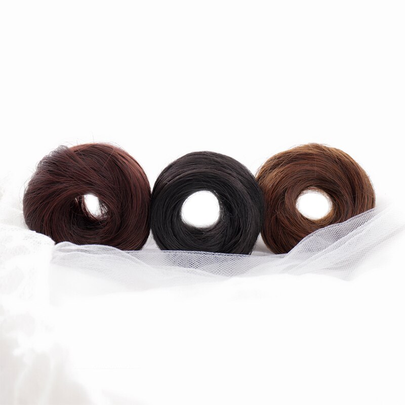 Dianqi Meisjes Donut Chignon Met Rubber Band Bruin Zwart Synthetisch Haar Ring Wrap In Broodje