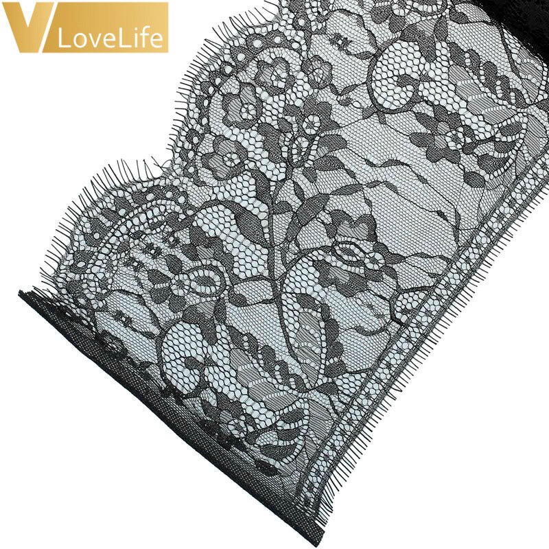 DIY Ribbon 118" Lace Fabric Trim White Black Trim Embroidered For Sewing Decoration African Lace Fabric Beautiful: F-Black