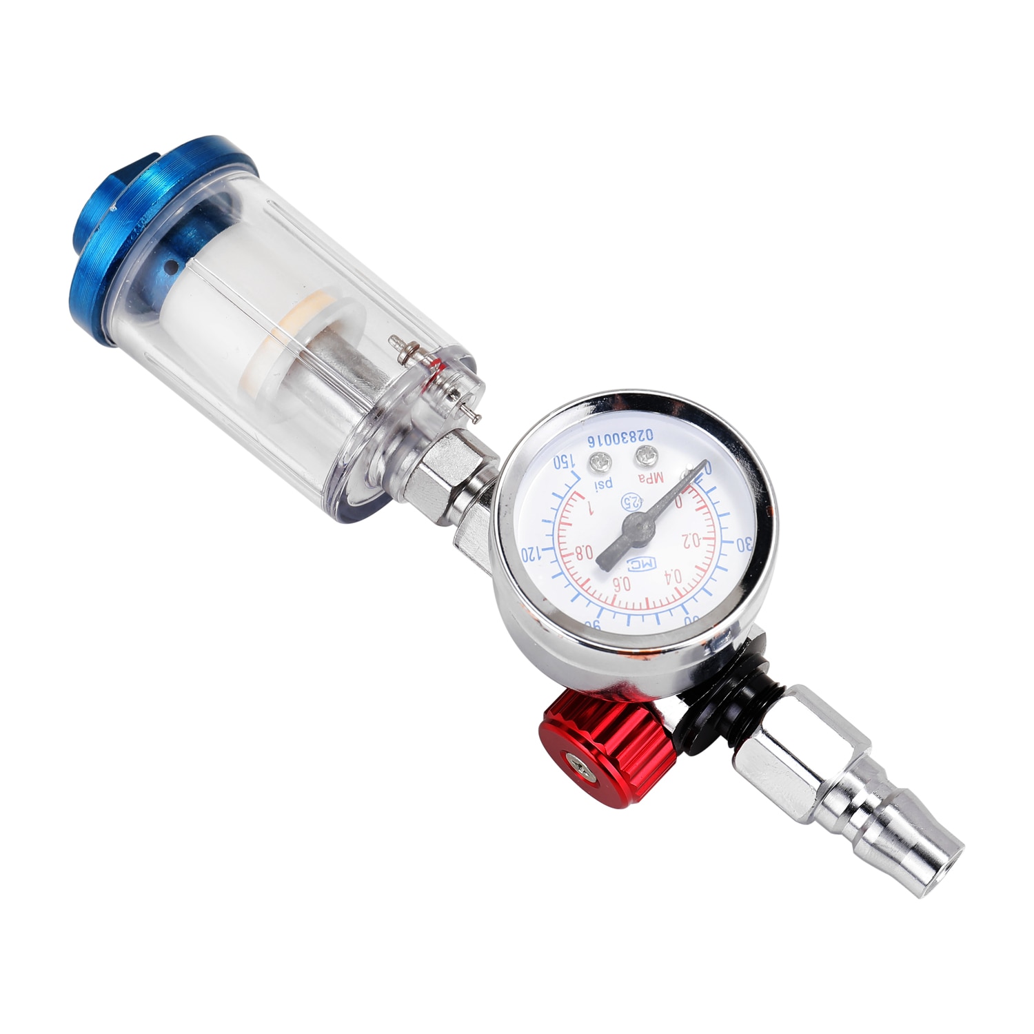 Kkmoon hvlp spray luftregulator trykmåler 1/4 "mini inline luftfilter separator justerbar lufttryk regulator gauge: Sølv