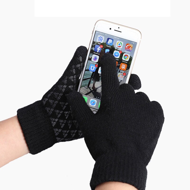 Winter Touchscreen Handschoenen antislip Vrouwen Mannen Warm Stretch Knit Mittens Imitatie Kasjmier Volledige Vinger Guantes Vrouwelijke Dikker