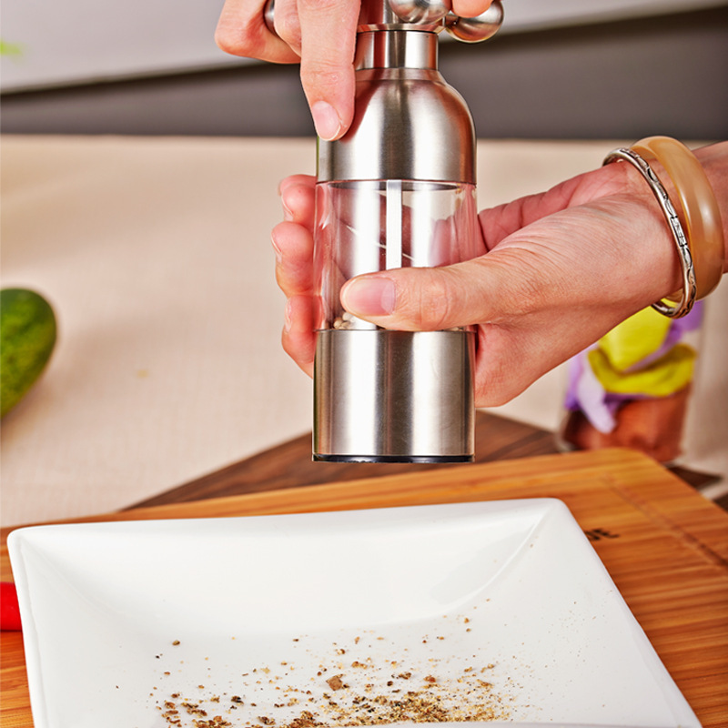 304 Stainless Steel Manual Pepper Grinder Faucet Shape Black Pepper Mill Seasoning Bottle Food Safe Ceramic Burr Salt Grinder