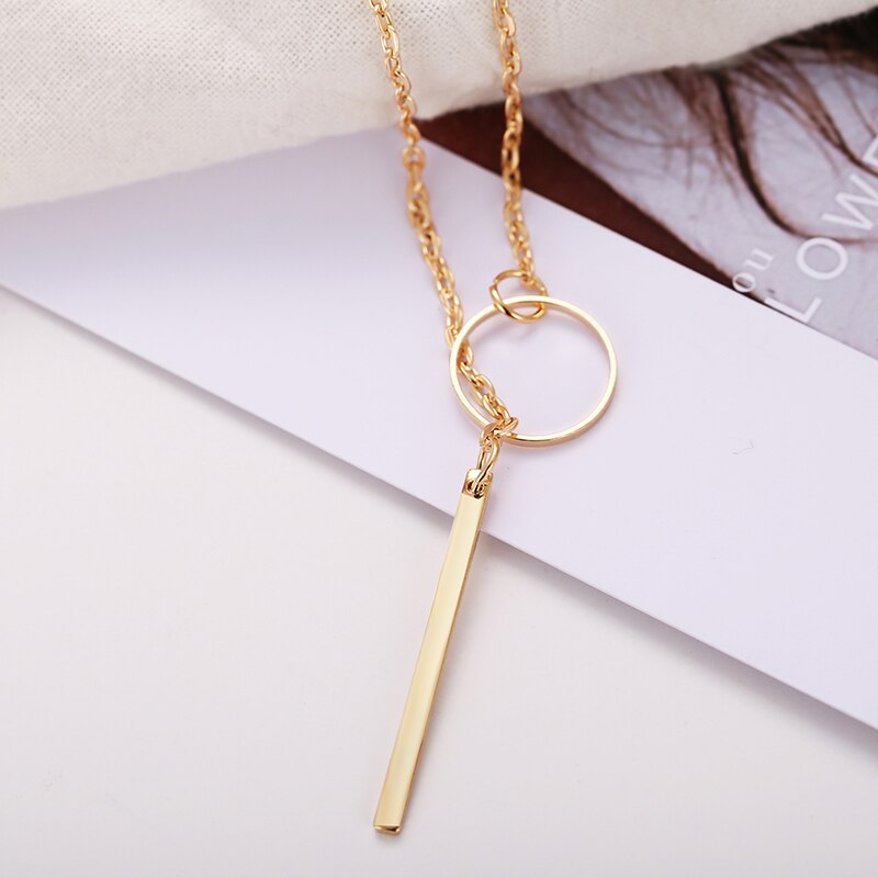 Eenvoudige Geometrische Kwastje Lange Hanger Choker Ketting Voor Vrouwen Meisjes Mode Femme Goud Kleur Chain Kettingen Sieraden
