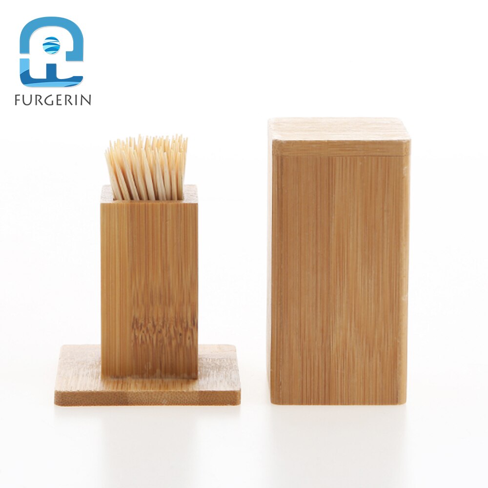 FURGERIN Portable Toothpick Holder Wood wooden toothpick box container Bamboo Tooth Pick Dispenser Toothpicks Case