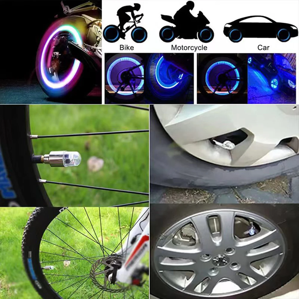 Auto Hub Umgebungslicht Fahrrad LED Reifen Lichter Universal- Auto Neon- Lampe Ventil Abdeckung Lichter Reifen Bunte Blinkende Glühbirne Dekoration
