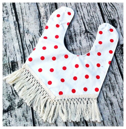 Baby bib, Boho drool bib, baby girl, boho bib, baby accessories, drool bib, baby bib, baby shower , floral: red  dots