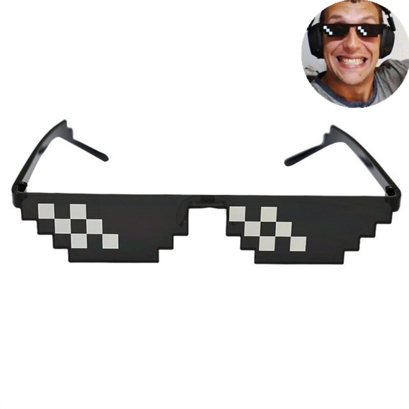 1Pcs 8 Bit Thug Life Zonnebril Pixelated Mannen Vrouwen Party Brillen Mozaïek UV400 Vintage Eyewear Speelgoed Fietsen Zonnebril