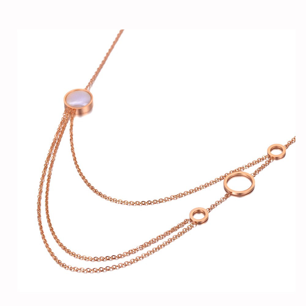 Lokaer-gargantilla de tres capas de acero inoxidable para mujer, Bohemia, joyería de playa, collar con colgante de cadena, N20060: Oro rosa de Color