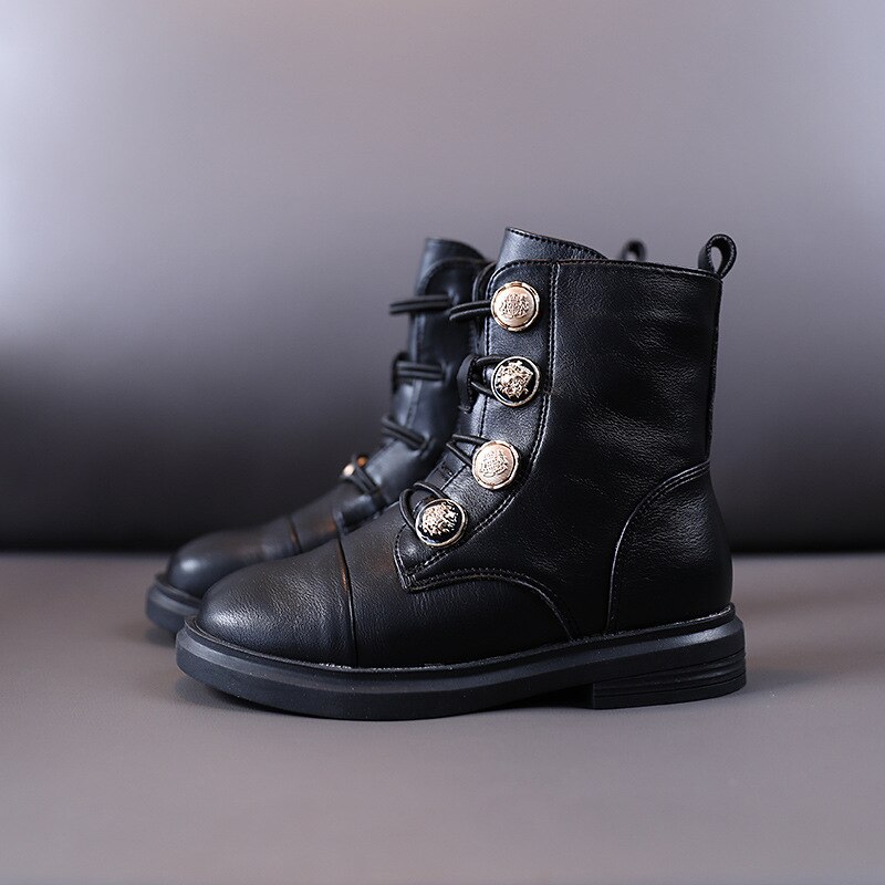 Scarpe per bambini 2020 di inverno nuovo Metallo botton bambini Retrò Martin stivali Riscaldamento delle ragazze del cotone stivali morbida suola in pelle di avvio