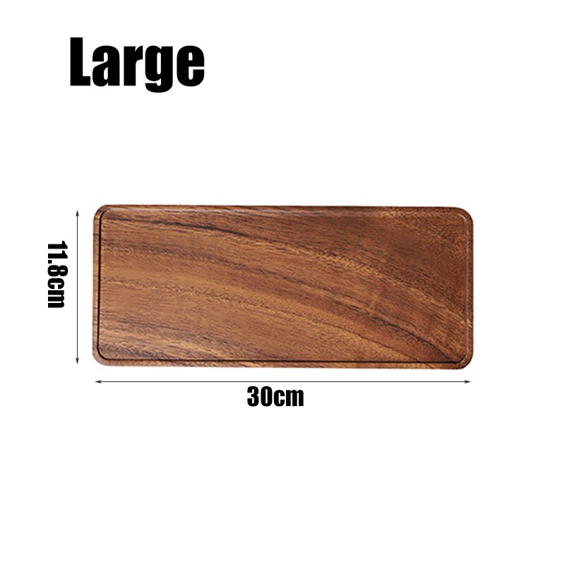 Walnut Wooden Rectangle Storage Trays Tea Cup Teapot Holder Dessert Cake Serving Plate Fruit Snacks Food Organizer Dishes Home: Large 30x11.8cm