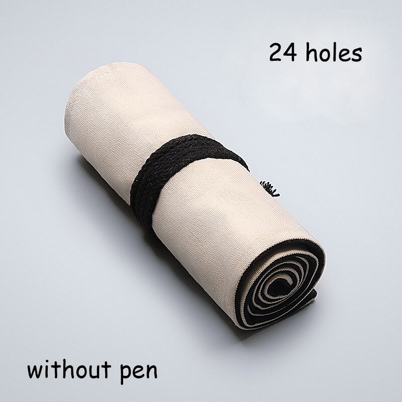12/24/36/48/72 huller brevpapir etui lærred wrap wrap up blyant taske til drenge piger pen gardin maleri leverer pose: 24 huller uden pen